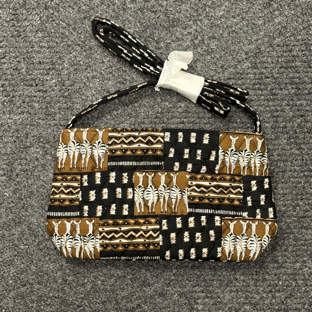 Vera Bradley Safari Zebra Quilted Cotton Crossbody Bag Black Brown Patchwork